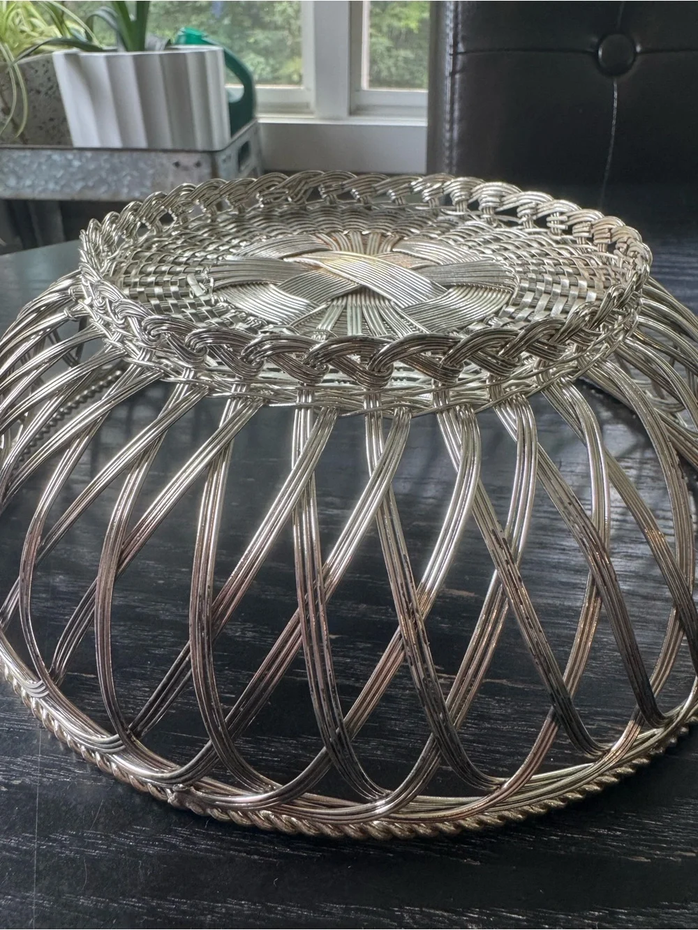 Vintage MCM Round Wire Basket